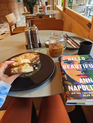 Kimchi sandwich & cold brew with oat milk at Gusto Creciente  in Lima