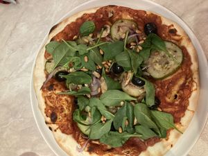 Vegan pizza from the Italian restaurant. Available on Color Line Magic and Fantasy    at Color Line in Oslo
