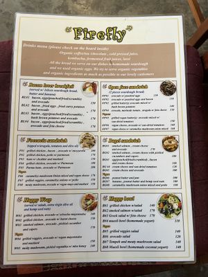 Menu as of Dec 2024  at Firefly in Pai