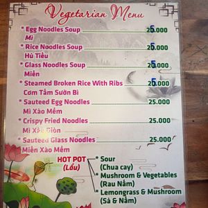 English menu at Hoa an in Chau Doc