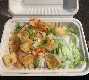 Sweet chilli tofu  at Thai House Market in South East London