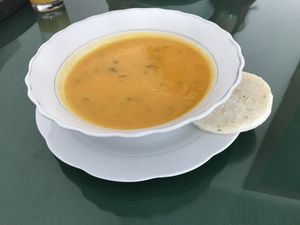 Meal of the day comes with a soup   at Ricuras Integrales Luz in Manizales