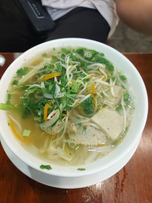 Pho with fake beef at Hương Quán in Hanoi