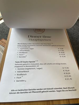 The curry with red rice on the menu at Taste of Ceylon in Goch