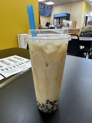 Soy Tiger Boba, it was prettier before I mixed it up 😅  at Cisu Vegan House in Hanover