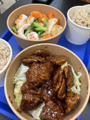 Crystal Vegan Prawn and Korean Crispy Vegan Beef  at Cisu Vegan House in Hanover