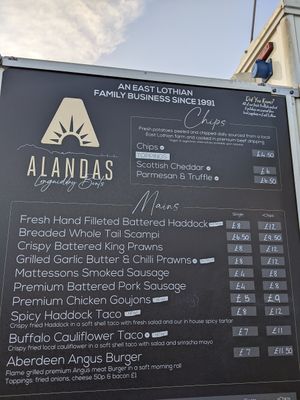 Menu at Alandas in Longniddry