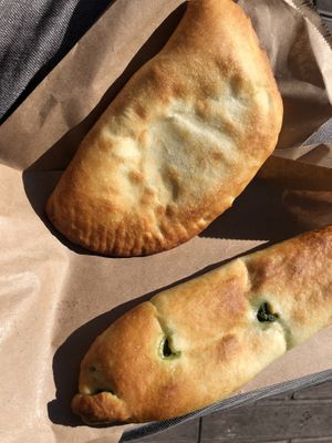 Pastry with potato and spinach  at QooQy Bakery in Tbilisi