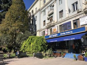 Outside seating   at QooQy Bakery in Tbilisi