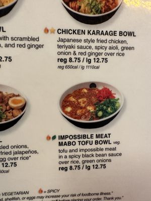 Bowl Menu  at Silverlake Ramen in Manhattan Beach