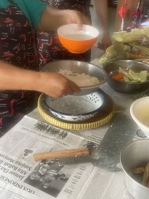 Bu Herni sharing all her tips  at Bu Herni's Cooking Course in Yogyakarta