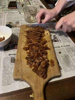 Knife skills taughtt  at Bu Herni's Cooking Course in Yogyakarta