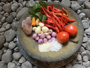 Ingredients for amazing Sambal  at Bu Herni's Cooking Course in Yogyakarta