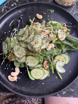 Vegan sourdough toast with beetroot hummus and with the extra tofu   at The Loop in Paralimni