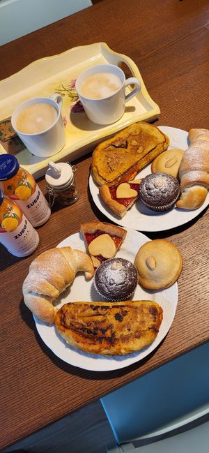 One of our breakfasts, fruit not pictured at BiancoGelso b&b Vegan in Gardone Riviera