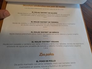 Menu at La Distreta - Pa i Bocateria Creativa in Palafrugell