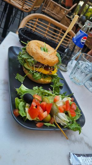 wegan bagel at Plazowa Cafe in Swinoujscie
