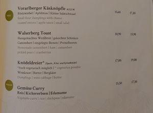 Karte Hauptspeisen 2 at Berg Genuss - Hotel Walserberg in Warth