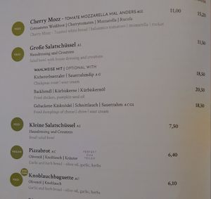 Vorspeisenkarte at Berg Genuss - Hotel Walserberg in Warth