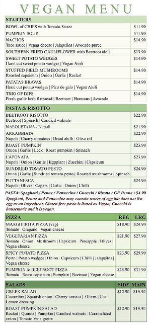 New menu 2023  at Jojoes in Bendigo