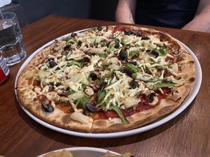 Vegetarian pizza (from vegan menu)  at Jojoes in Bendigo