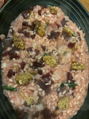 Beetroot risotto with candied walnuts  at Jojoes in Bendigo