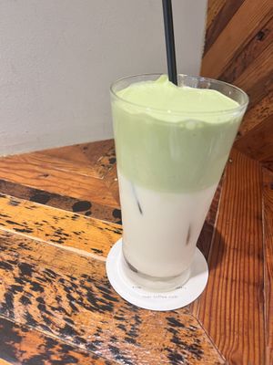 Coconut matcha drink with soy milk   at Roar Coffee House & Roastery  in Tokyo