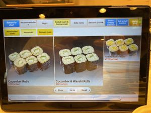 Vegan Options (Cucumber Rolls, Pickle Rolls)  at Kaiten Zushi Misaki 回転寿司・みさき in Kamakura