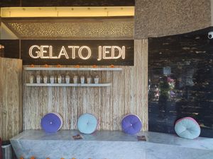 Seating inside at Gelato Jedi in Ubud