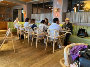 Some inside seating at abcV - Tin Building - temporarily closed in New York City