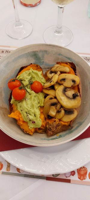 Filled sweet potato at Happy Herbivore in Cuevas Del Almanzora