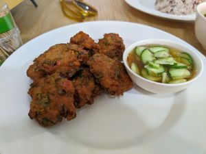 Mushroom fritters at Phaisach Tana - ร้านไภษัชย์ธน เจ  in Udon Thani