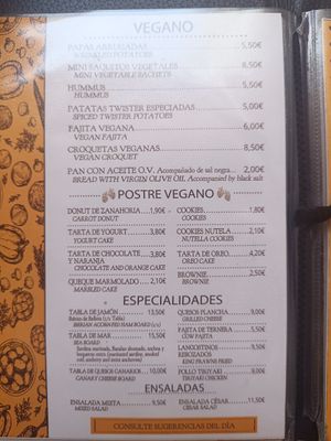 Carta at Restaurante El Patio de Enmedio in Gran Canaria