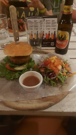 Vegan burger at Mr. Pelicano in Samara