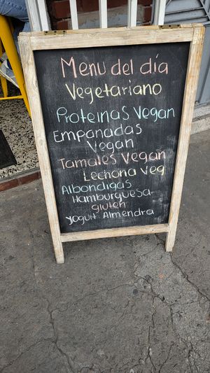 Menu card at La Parada Saludable Café in Bogota