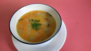 Menu soup at La Parada Saludable Café in Bogota