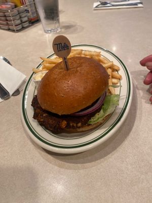 Black beans veggie burger 🍔   at Mel's Drive-In - 4th & Mission in San Francisco