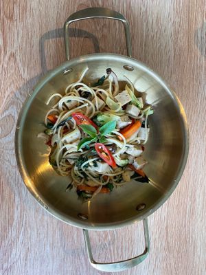 Thai Spicy herbs spaghetti  at Amber Food & Desserts in Koh Samui