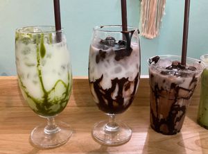 Green tea lava drink at Amber Food & Desserts in Koh Samui