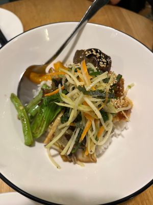 Vegetables and ricee  at Nữ Eatery in Hoi An