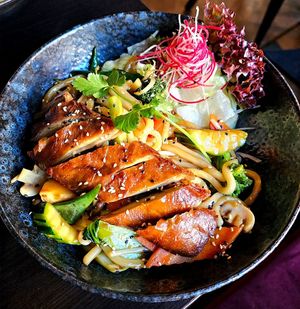 Udon with crispy duck at IV in Berlin