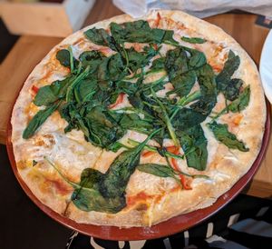 Spinach pizza at Franco's Pizza in Antalya