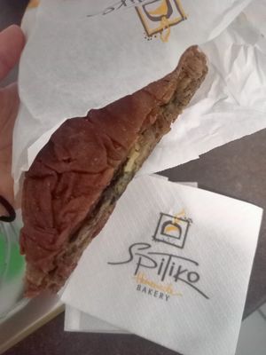 Mushrooms pie at Spitiko Bakery in Thessaloniki