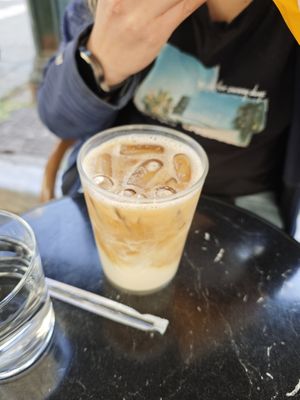 Latte at Spitiko Bakery in Thessaloniki