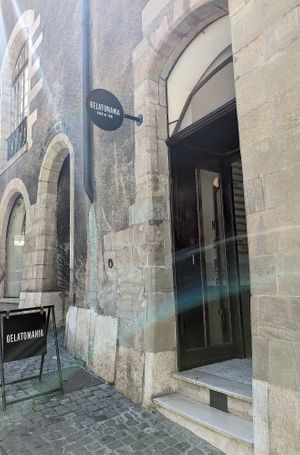 Outside at Gelatomania in Geneva