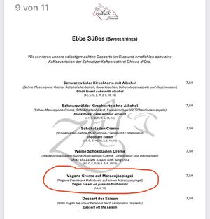 Abendkarte  at Zum Kuckuck in Villingen-schwenningen