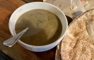 Lentil soup with pita breadd  at Pita Kabob in Visalia