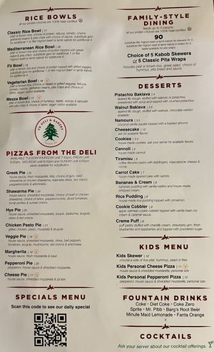 Menu page 2  at Pita Kabob in Visalia