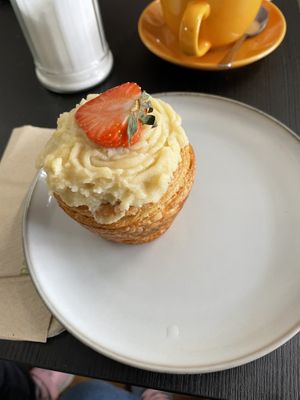 Strawberry cruffin   at Rise Bakehouse in Stockton On Tees