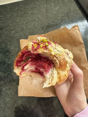 Raspberry and pistachio croissant #Veganuary at Rise Bakehouse in Stockton On Tees